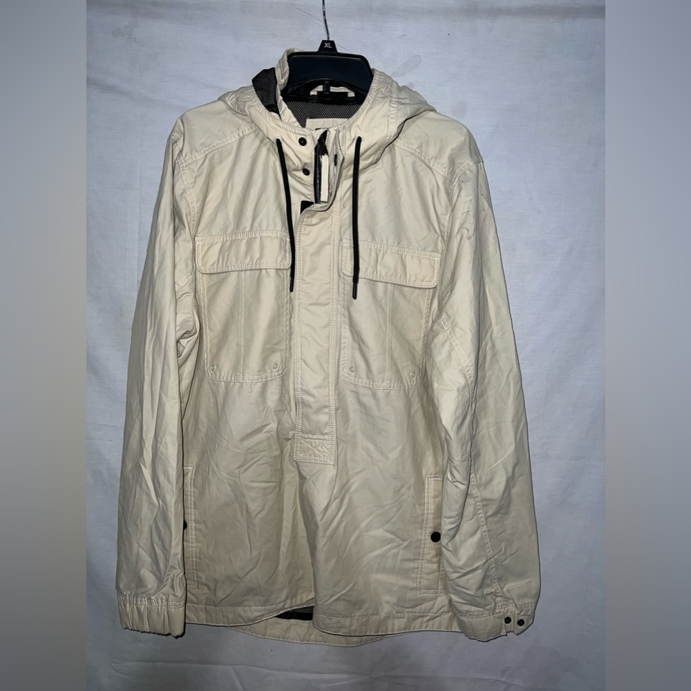 Hollister Color=Khaki
Hooded Jacket Coat Button 3/4 Zipper
Pockets(NWT)